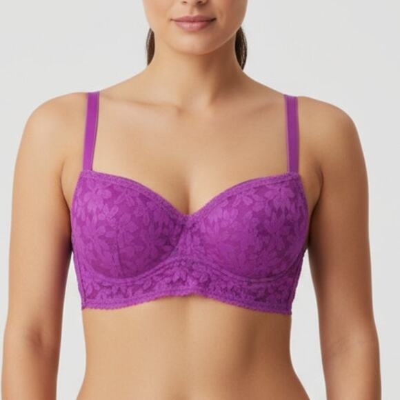 Victoria’s Secret PINK Longline Lace Push Up Bralette Bra Underwire Pink Purple - Picture 1 of 16
